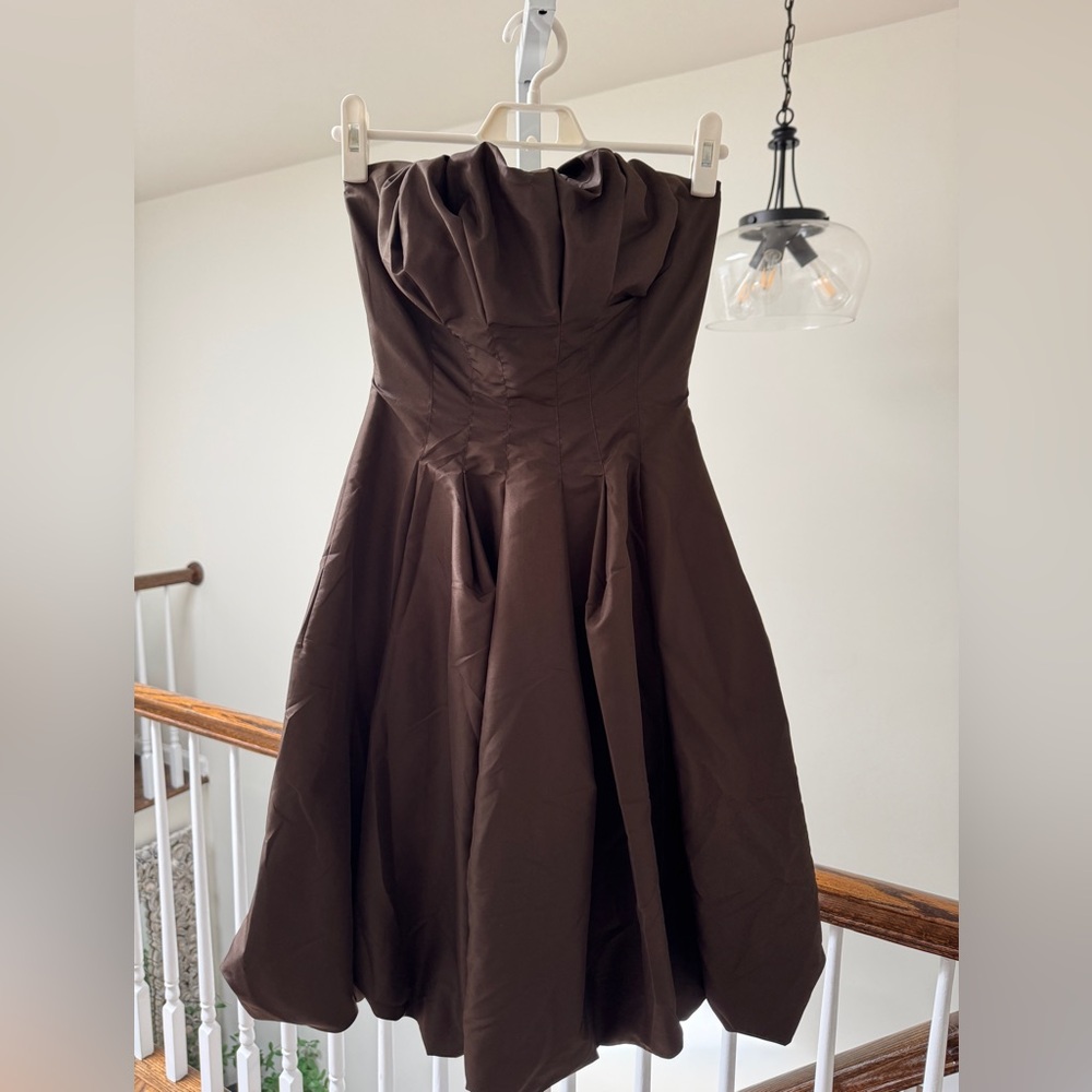 BCBGMaxAzria Chocolate Strapless Dress
